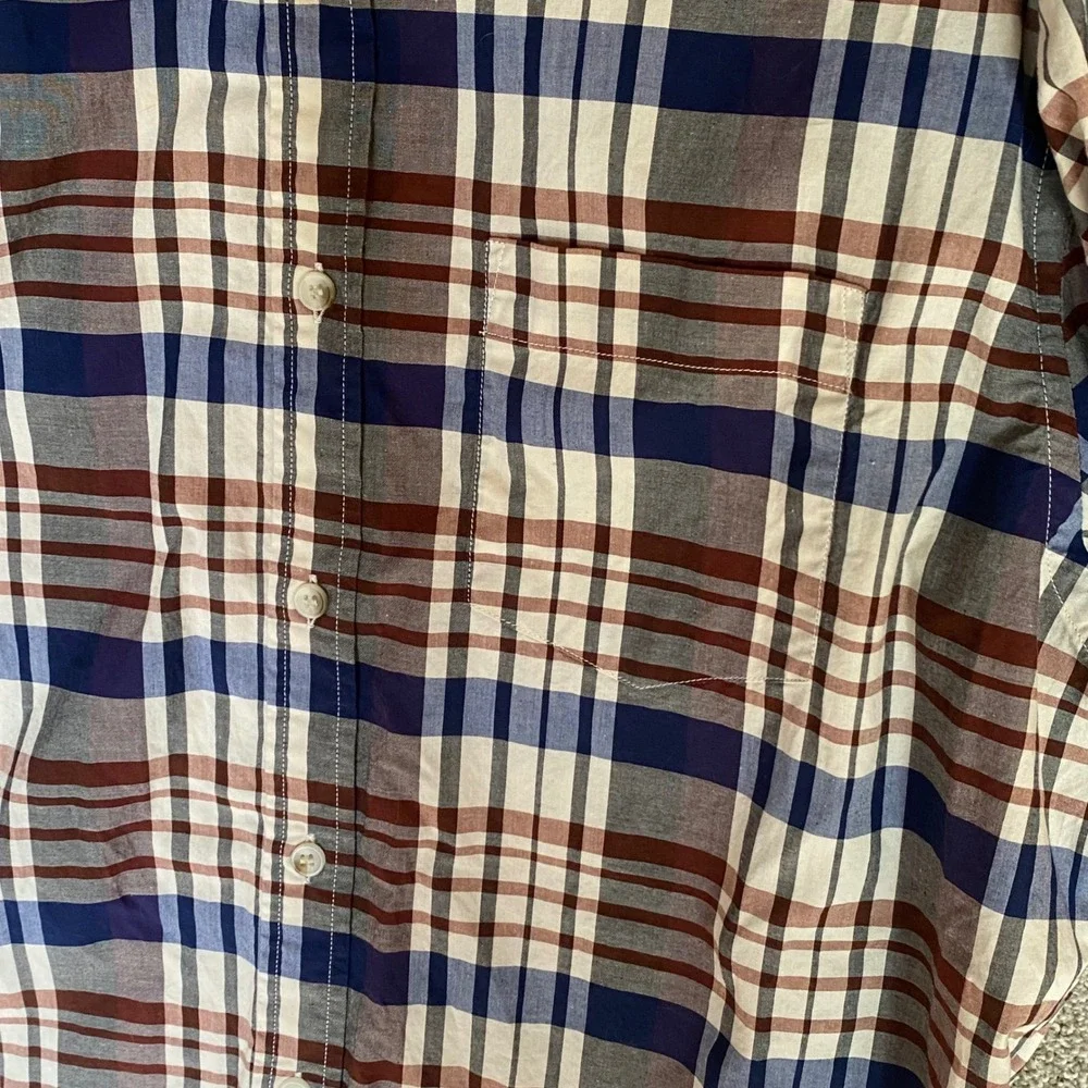 Banana Republic Button Down Shirt Mens Large Multicolor Excellent Untucked Plaid